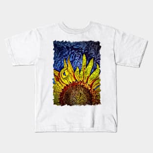 Sunflower And Blue Sky Mosaic Art Design Kids T-Shirt